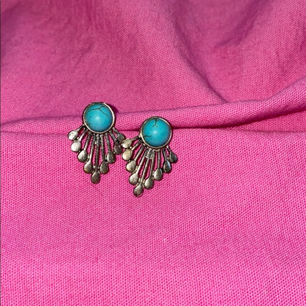 Silver and turquoise stud earrings